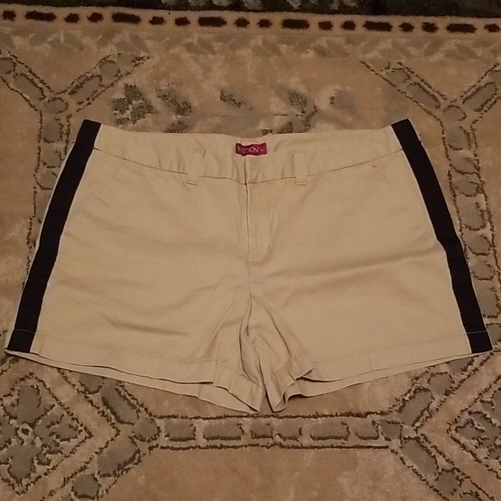 Merona Khaki Shorts with Black Ribbon Stripe 14